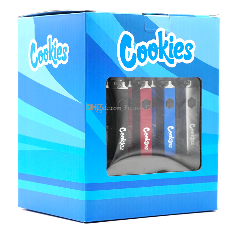 

New Packaging Cookies Preheat VV Battery 500mAh Bottom Voltage Adjustable Usb Charger Vape Pen For 510 Cartridges