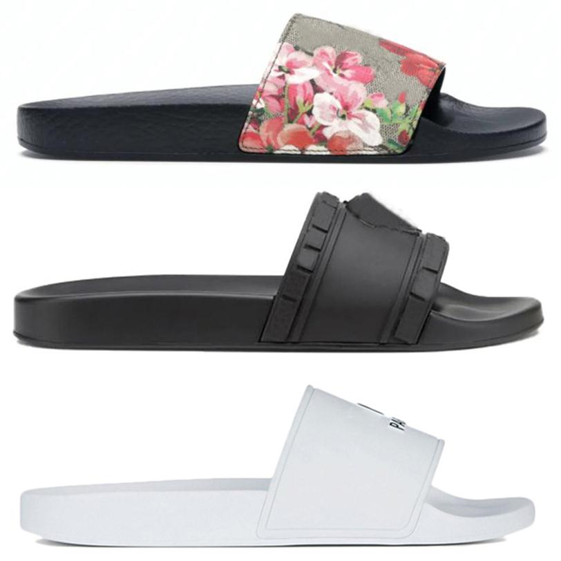 Palazzo Pool Sliders Sandals Rubber Leather Striped Mens Womens Designer Slides Slippers Flats Flip Flops Sandales Paris Floral Sl232D