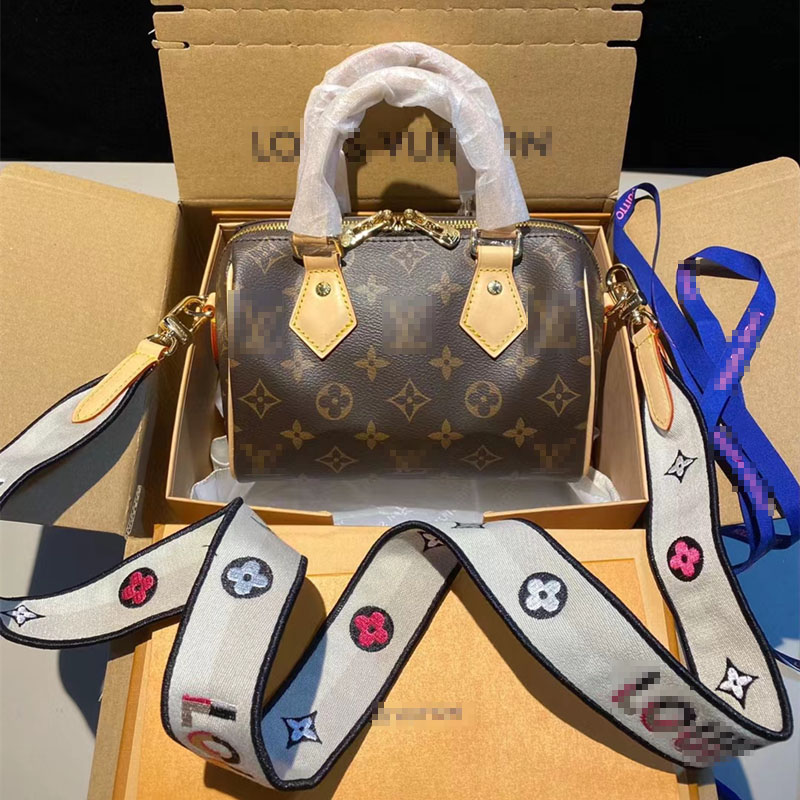 16/20/25/30cm Vintage Cowhide Nano Speedy Totes Designer Luxury Handbags with Strap Lady Pillow Purses Women Shoulder Crossbody Bag M61252