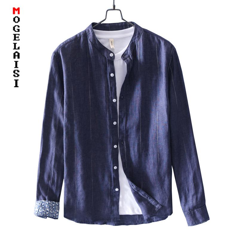 

Men's Casual Shirts Brand Striped Shirt Man Linen Cotton Comfortable Long Sleeve Men Breathable 2022 Spring Tops Camisa Masculina LZ-758, White;black