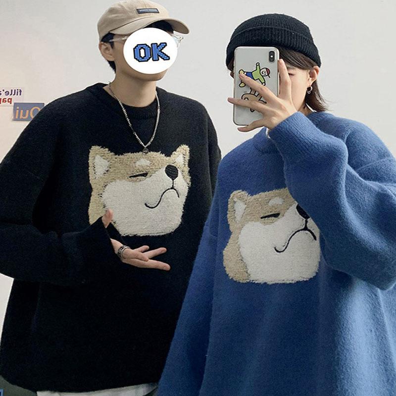 

Men's Sweaters Autumn Cotton Pullover Mens Hip Hop Streetwear Harajuku Sweater Vintage Retro Japanese Style Anime Knitted SweaterMen's, Blue