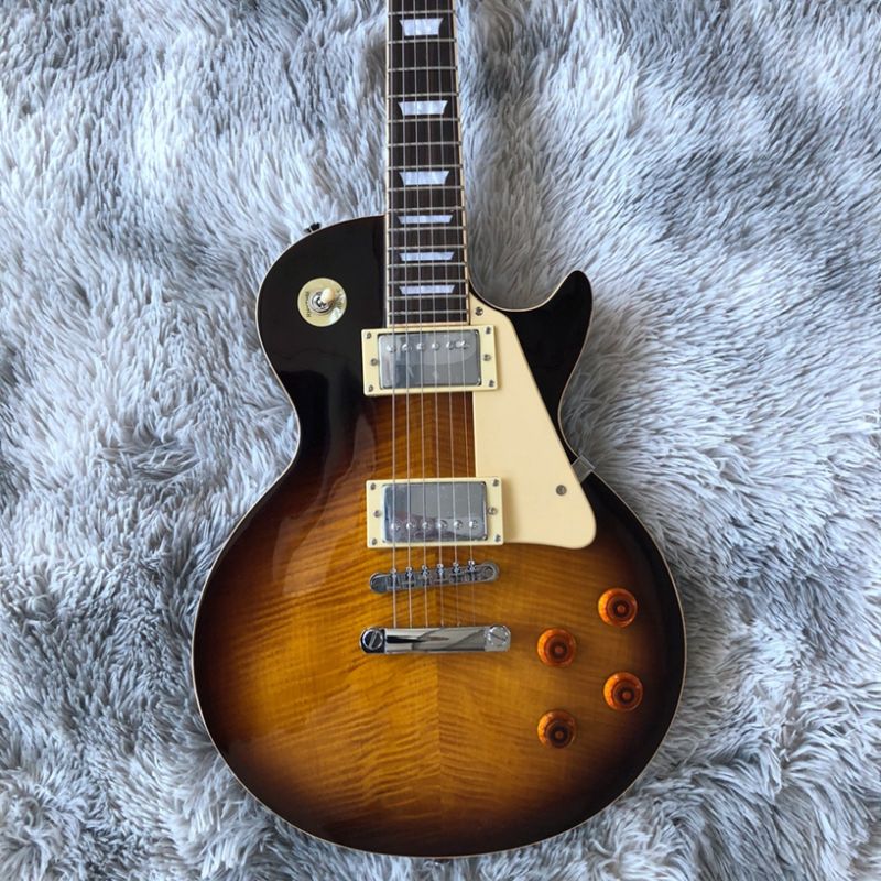 

Classic brand electric guitar exquisite and natural corrugated smoke color maple flame top made in china beautiful