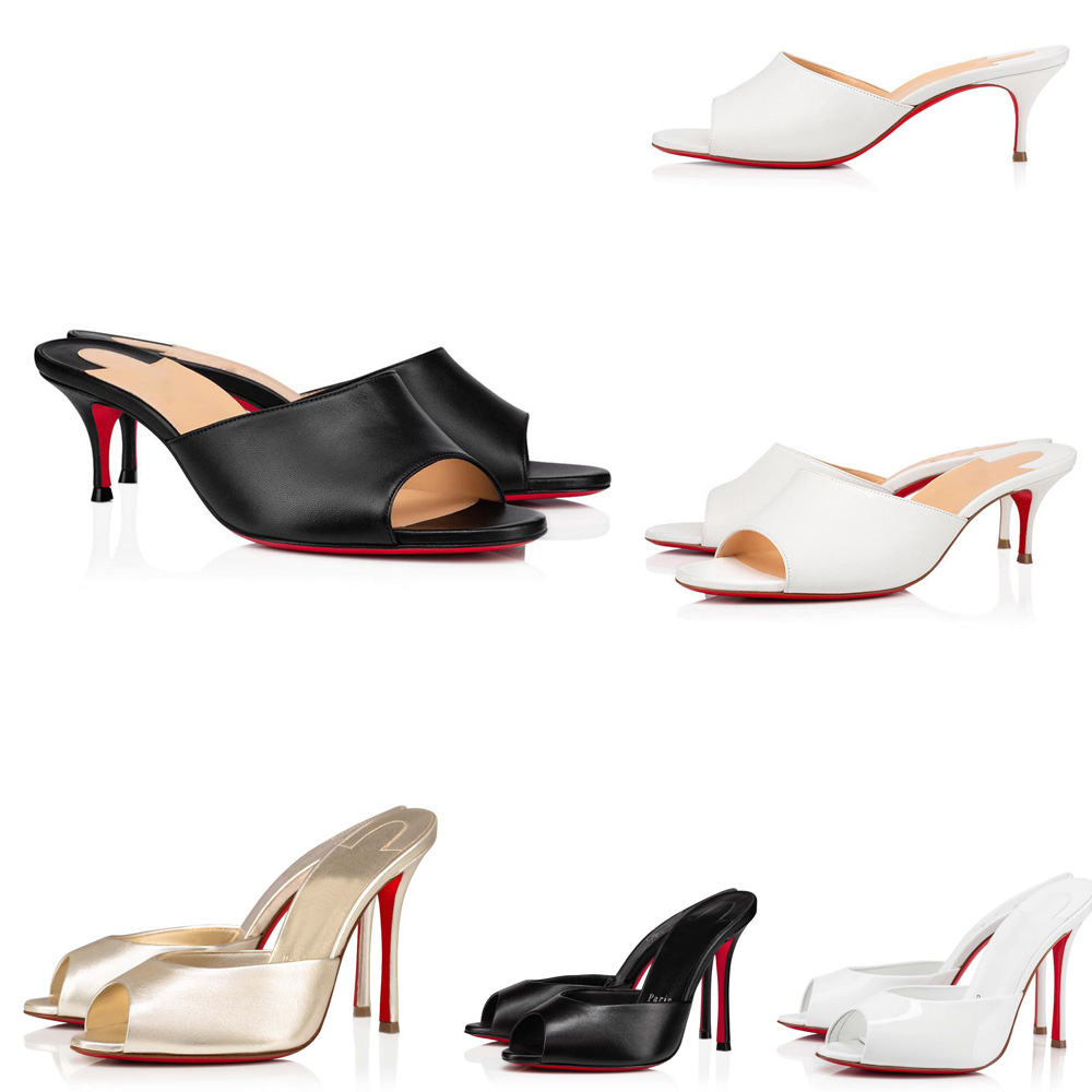 

Luxury brands Refined Women Reds Sole Pumps Sandals Summer East Mule 55mm Casual Leather Design Elegant Lady Wedding Party Dress Peep Toes High Heels Sandal With Box
