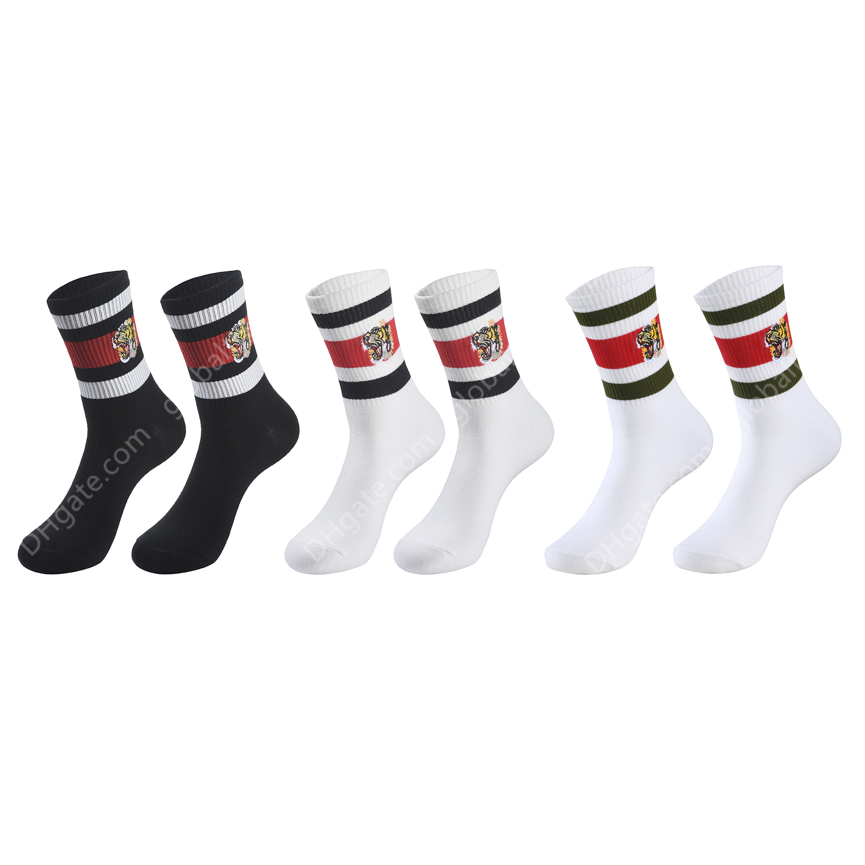Chaussettes 1/2/6 paires noir blanc pour les hommes et les femmes Tiger Modèle Tiger Fashion Hip Hop Life Socks