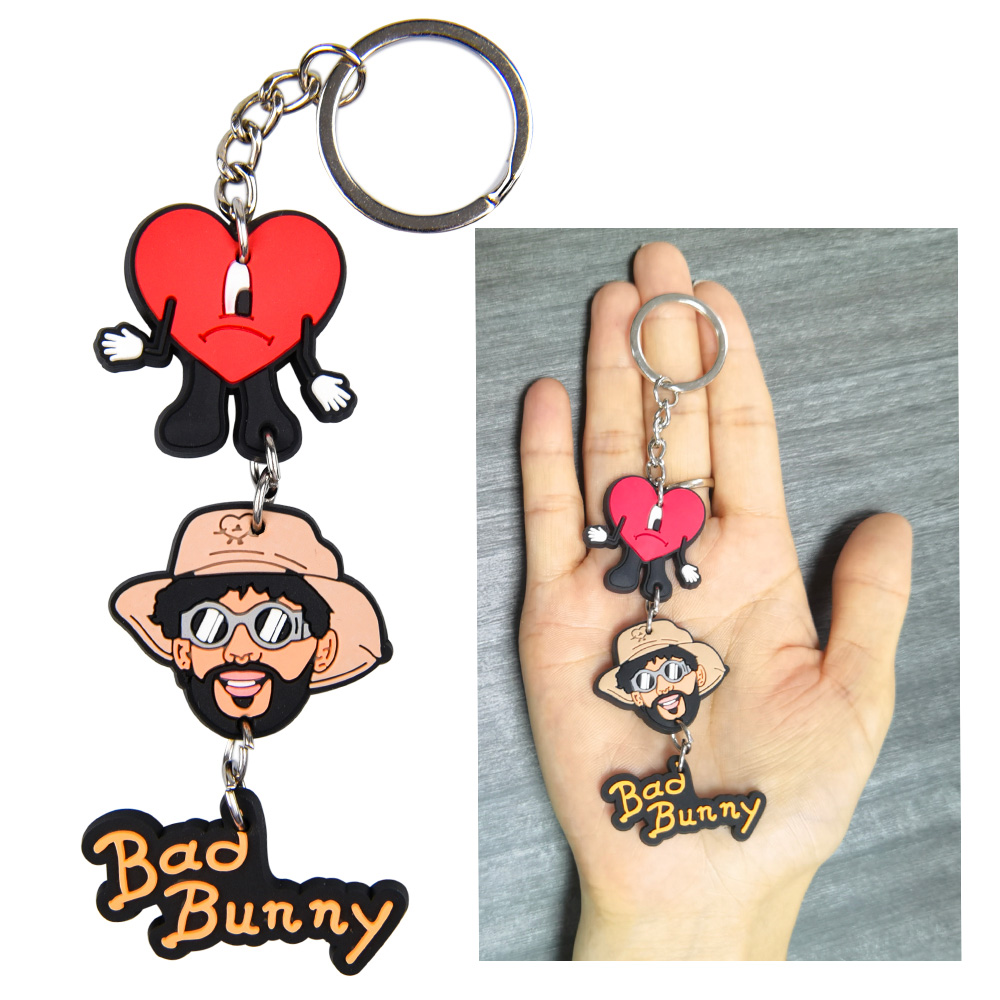 

2022hot selling factory wholesale bad bunny custom logo soft plastic eco pvc custom croc charms keychain