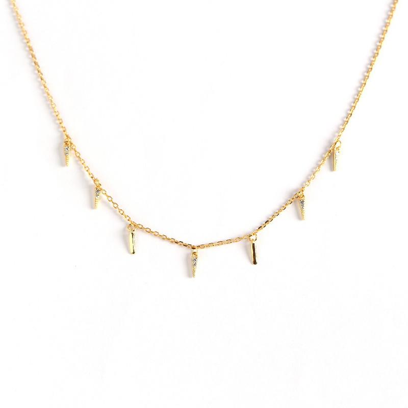 

Chains 925 Sterling Silver Fashion Zircon Cross Chili Necklace Triangle Overlapping Star Clavicle Woman Girl Jewelry