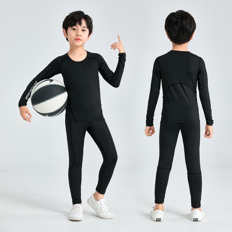 

Running Sets Piece T-Shirt Leggings Compression Tracksuit For Children Boys Sports Clothing Set Basketball Training Gym TightsRunning, Pants-green edge