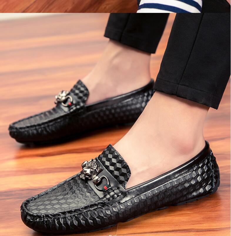 

Genuine Leather shoes Men Loafers Slip On Business Casual Classic Soft Moccasins Hombre Breathable Men Shoes Flats, 08