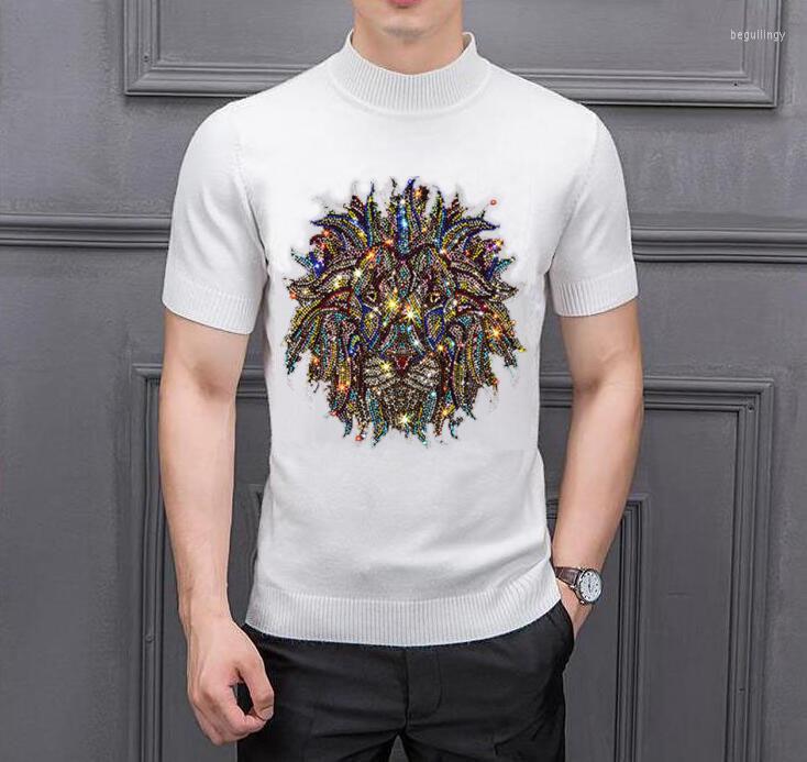 

Men' Sweaters 2022 Autumn And Winter Turtleneck Solid Color Casual Sweater Slim Knitted Rhinestones Design Begu22, As show