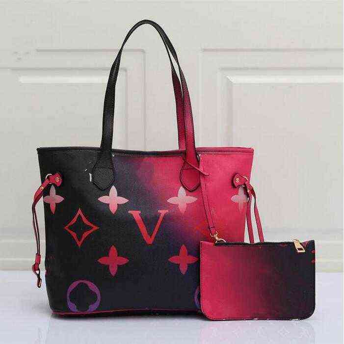 

3AWomens Designer women Louiseity Bag Viutonity Never MM Full Tote SPRING IN THE CITY Colorful Gradient Shoulder Bags Midnight Fuchsia Sunrise, Brown