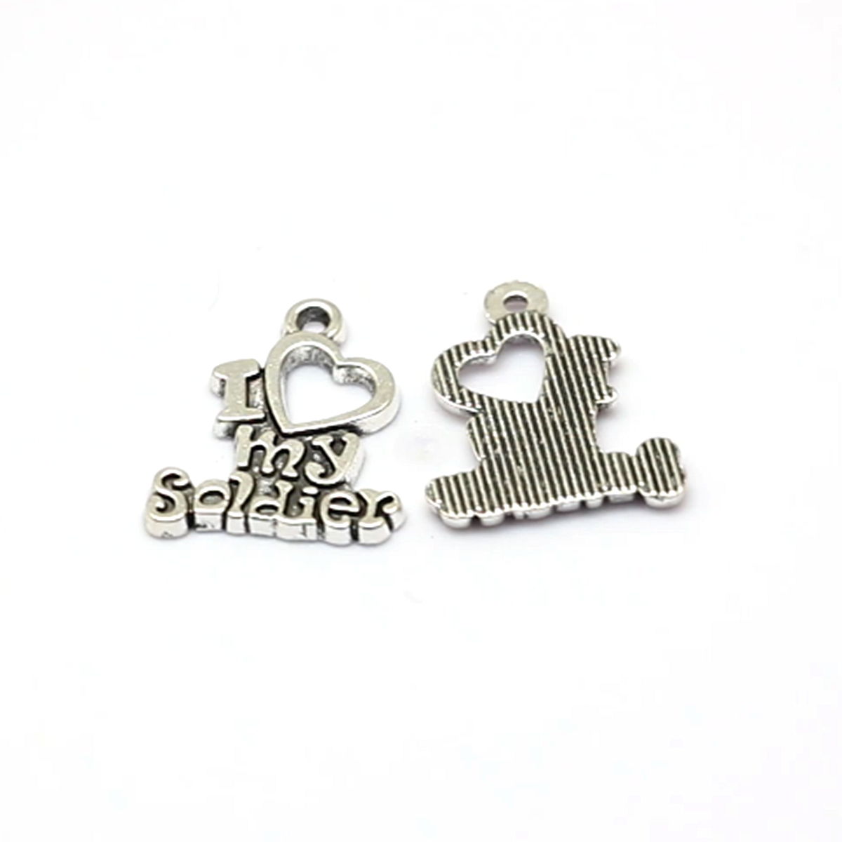 

200Pcs/Lot Alloy " I love my soldier " Charm Pendants For Jewelry Making DIY Accessories 17 x 20mm A-174