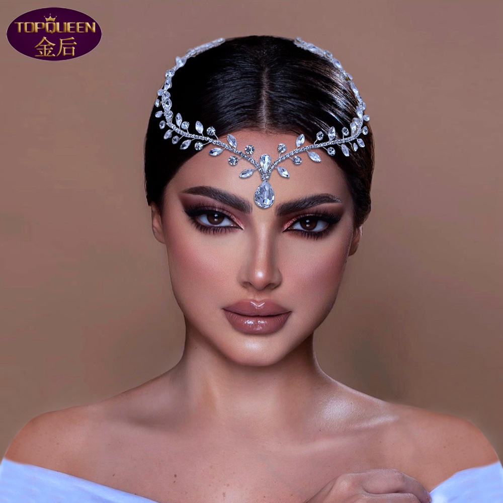 

Silver Forehead Diamond Wedding Tiara Baroque Crystal Bridal Headwear Rhinestone with Wedding Jewelry Hair Accessories Diamond Bridal Crowns Headpieces HP465