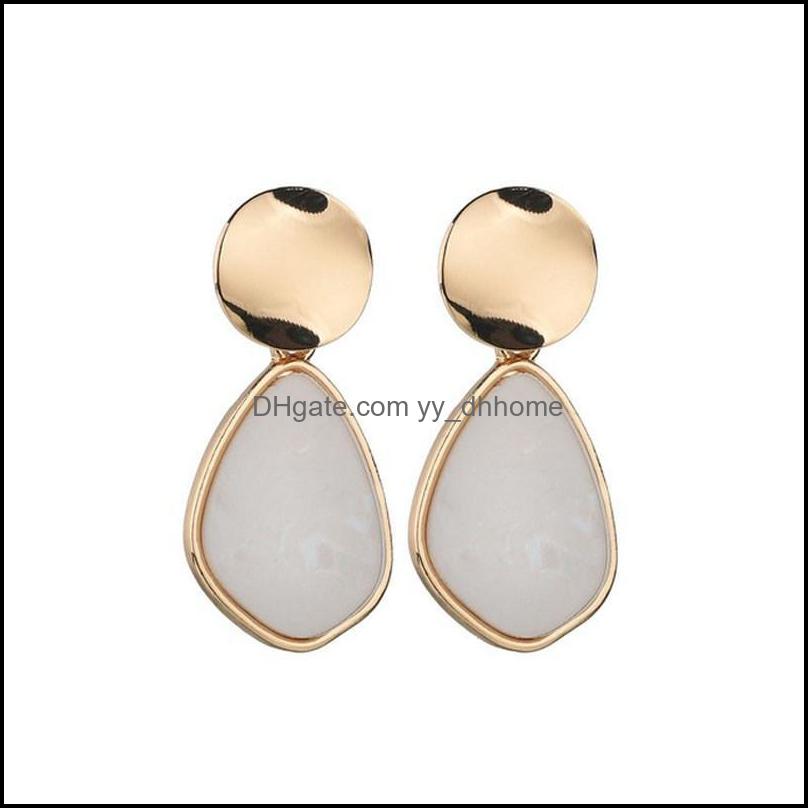 

Dangle Chandelier Earrings Jewelry Fashion Irregar Acrylic Earring For Women New Vintage Gold Round Heart Geometric Resin Statement Drop D
