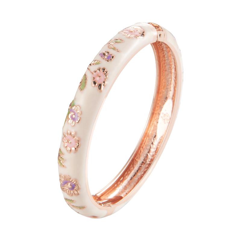 

Bangle Mother's Day Gift Vintage Cloisonne Bracelets High Quality Brilliant Set Trendy Flower Stylish Accessories ClassicBangle