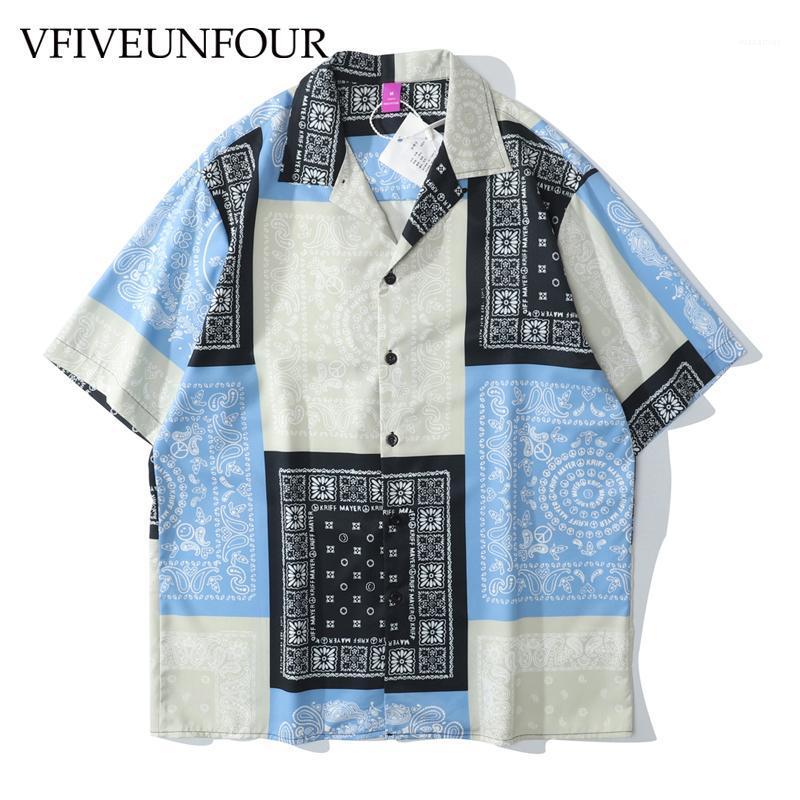 

Men Cashew Floral Flowers Color Block Print Hombre Oversized Fashions Short Sleeve Loose Fit Hawaiian Shirt Men's Casual Shirts, White