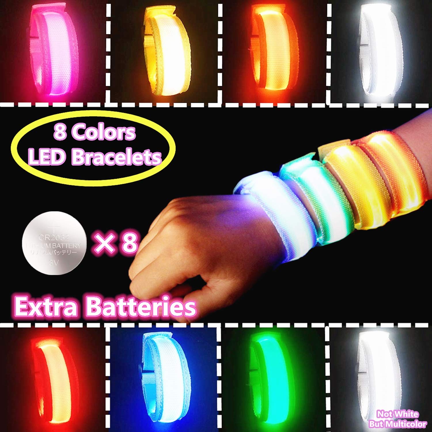 

Link Chain Led Wristband Light Up Bracelets Armbands Flashing Sports Pack Of 8 Glow In The Dark Party Supplies For Concerts Festivals ampJA