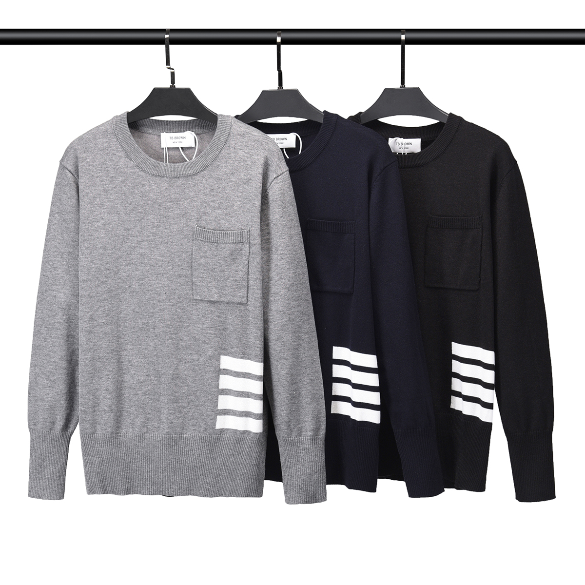 Men's Sweater Crew Neck Knit New Long Sleeve Pullover Striped Women's Casual Wool Knit Jacket