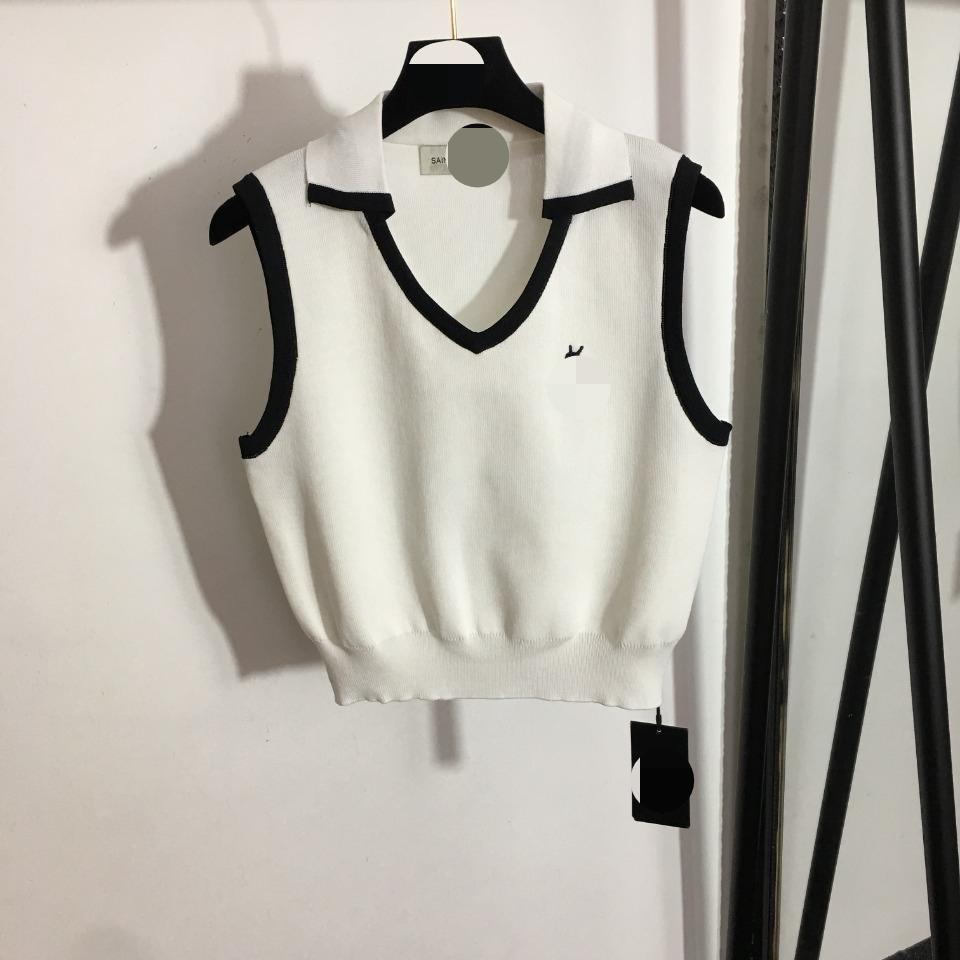 

413 2022 Milan Runway Spring Brand SAme Style Sweater Sleeveless High Quality Crew Neck Black Fashion Clothes High Quality Womens meiyi