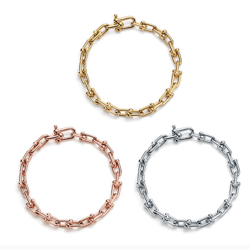 TIFF 100% 925 Sterling Silver Micro U-shaped Geometric Bracelet Fashion Design Jewelry for Girlfriend European and American Trends227w