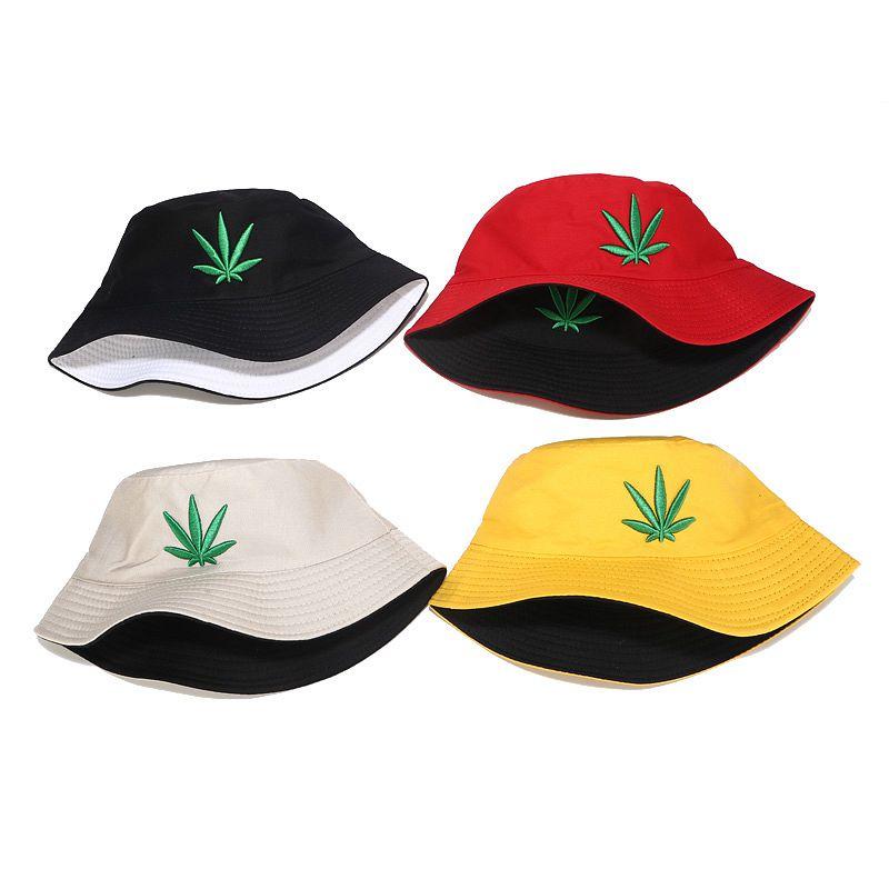 

Berets Embroibery Bucket Hat Men And Women Reversible Hip Hop Fisherman Panama Caps Cotton Outdoor Summer Swag Fishing Hats, Black-white