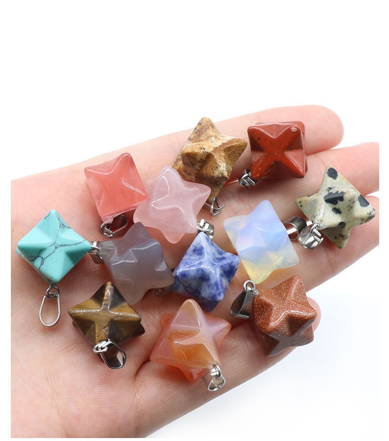 Fashion Natural Stone Merkaba Caba Star Pendants Shape Charms Perle Collier DIY Boucles d'oreilles bijoux Fabrication pour les femmes