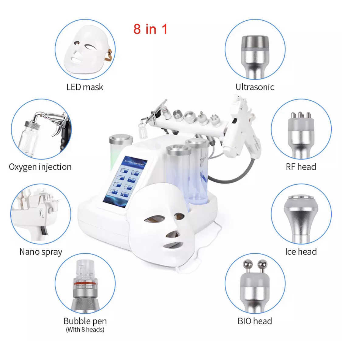 2022 Microdermabrasion Portable 8 in 1 Korea Aqua facial machine h202 small bubble jet peel oxygen-image-760058661
