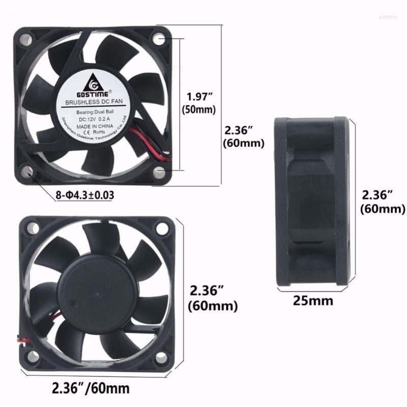 

Fans & Coolings Gdstime 1 Piece Two Balls Bearing 60mm X 25mm DC 12V 2Pin Cooling Fan 60x60x25mm 6025 6cm Cpmputer Case CPU Brushless Cooler
