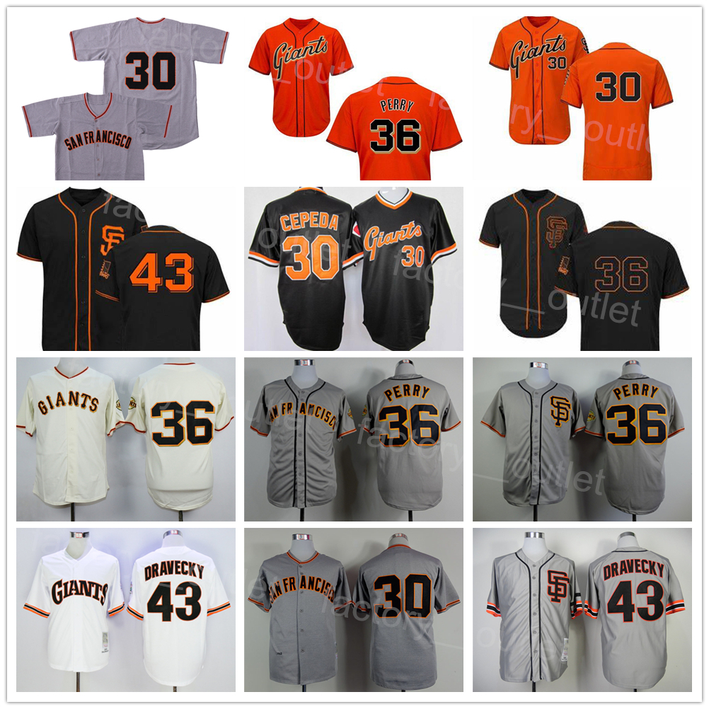 Rétro 1962 Vintage Baseball 30 Orlando Cepeda Jersey Hommes 36 Gaylord Perry 43 Dave Dravecky Flexbase Pull tout cousu Cool Base Sport 1951 1989