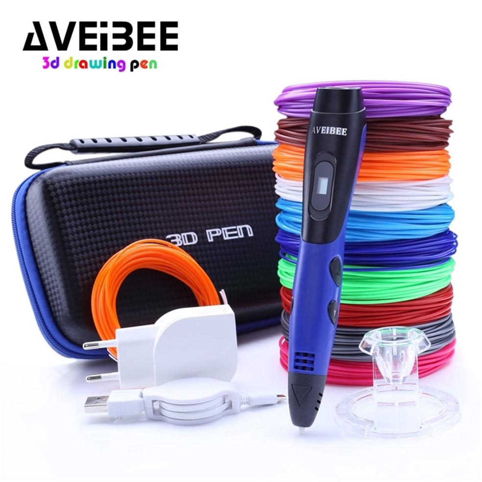 

New Arrival Blue 3D Printing Pen With PLA Plastic Refill 3 D Printer Drawing Pens DIY Perfect Gift for Kids & Adults Y200428273O, Pen 100m 20 color