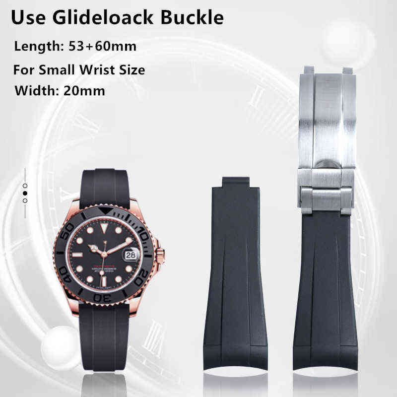

20mm Rubber Band Black Green Blue Adjustable Fold Buckle Band for Strap For Submariner