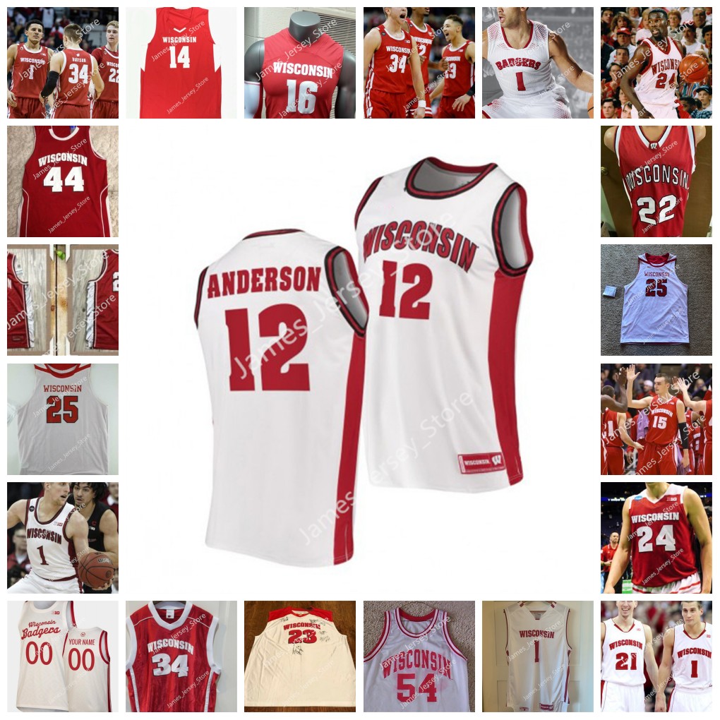 Maillot universitaire cousu de basket-ball UW personnalisé Sam Dekker maillots Frank Kaminsky Ab Nicholas Ethan Happ Alando Tucker D'Mitrik Trice