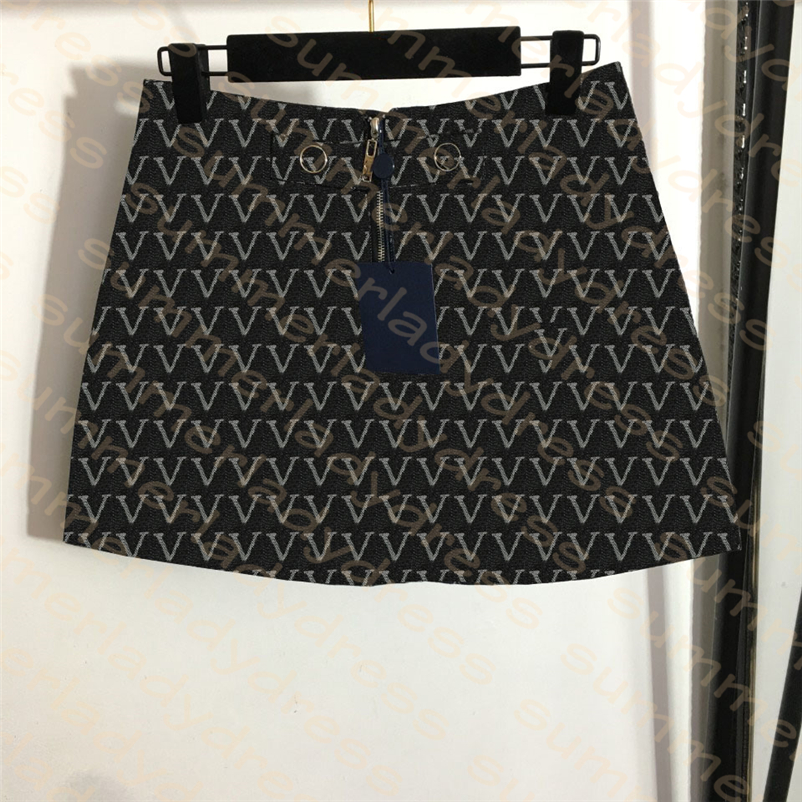 

Retro Denim Skirt Letter Printed Short Dress High Waist Women Mini Skirt Designer A Line Skirts With Zipper, Black