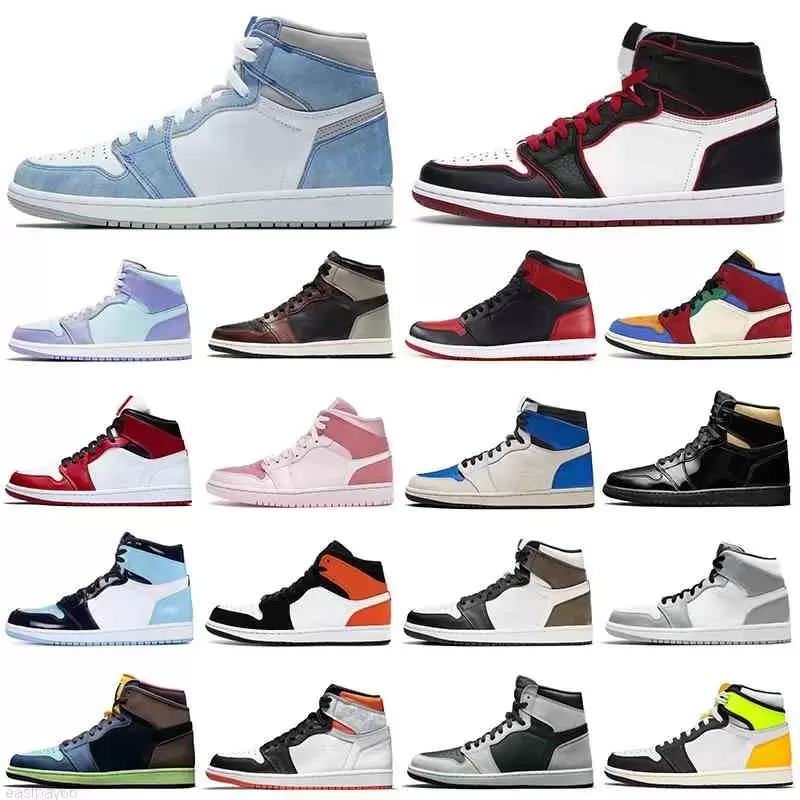 

High University Blue 1 Basketball Shoes 1s For Mens Womens Oreo Patent Bred Stage Haze Hyper Royal Mint College Grey Vintage Sports Sneakers With Box Trainers