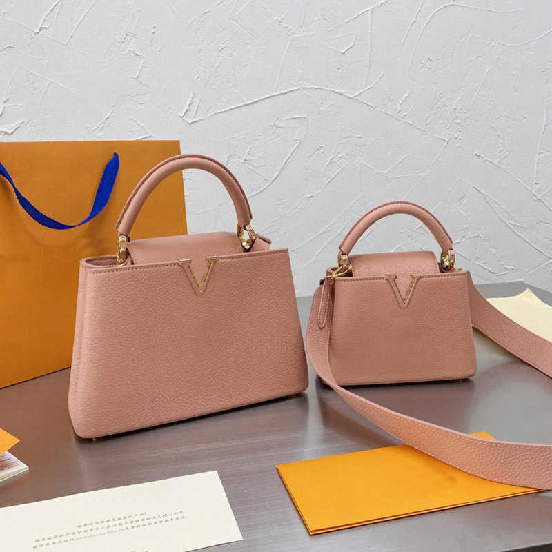 

Capucines Star Style Handbag Lady Tote Bag Women Hand Bags Litchee Pattern Genuine Leather Shoulder Bag Famous Crossbody Bag Detchable Strap Two Size