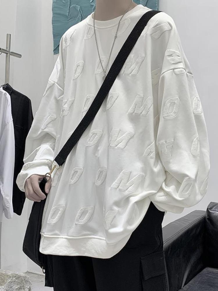 

Men's T-Shirts Mafokuwz Hiphop Sweatshirt Jacket Men's High Street American Casual Top Spring Autumn Handsome Long-sleeved T-shirtMen's, Black