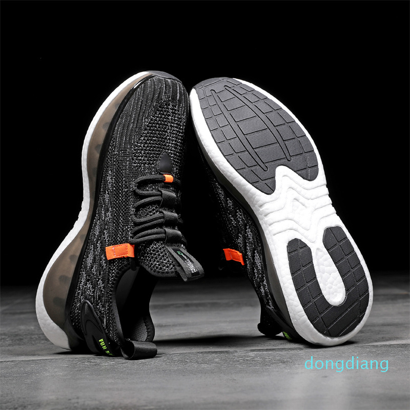 

Fly woven sports men spring summer breathable casual shoes new trend net surface men's running shoes, Black
