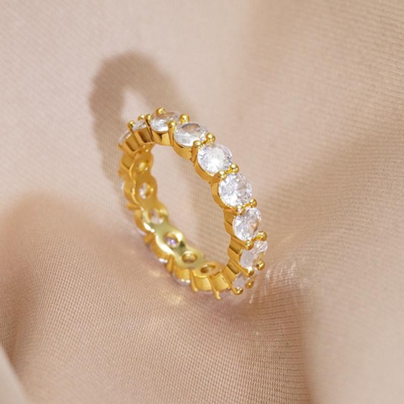 

Wedding Rings Yunkingdom Simple Gold/Silver Color Cubic Zirconia Trend Eternity Couple For Women Bride Jewelry AccessoriesWedding