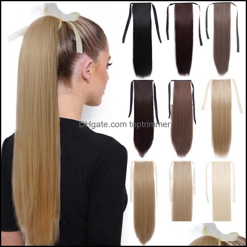 

Synthetic Wigs Merisi Long Straight Ponytail Natural Dstring Ribbon Fake Hair Blonde Pony Tail Clip In Women Hairpieces Drop Delivery 2021 P, 24-613