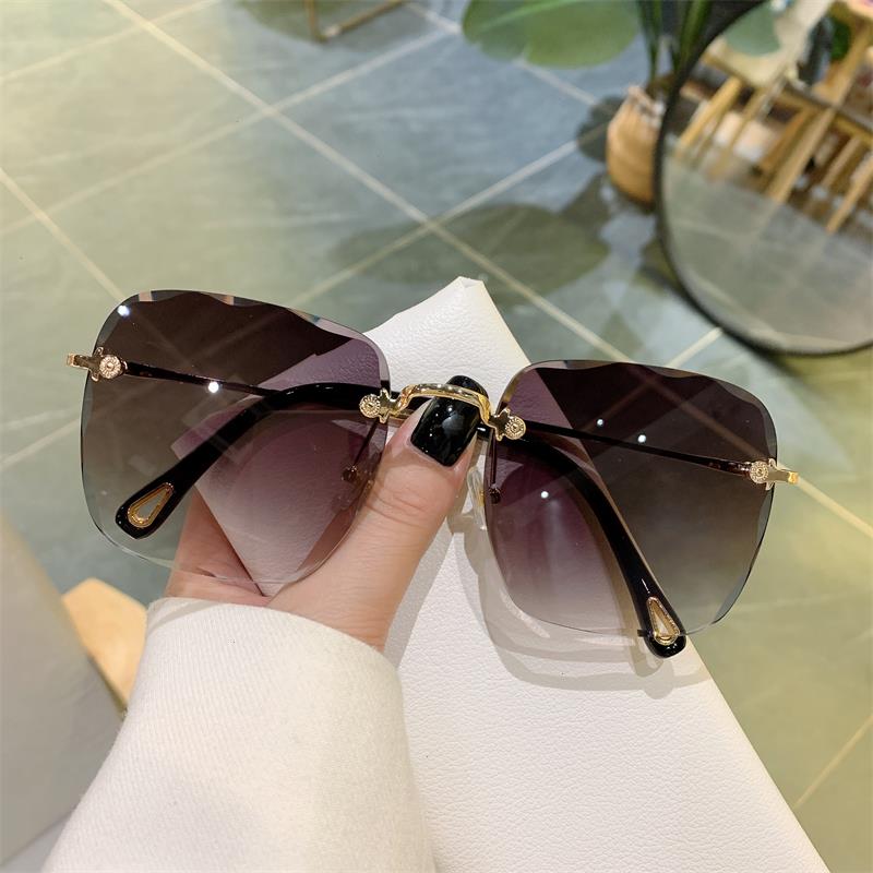 

Square Frameless Fashion Sunglasses Women Retro Vintage Clip Designer Wholesale Bulk Shades Sun Glasses For Uv