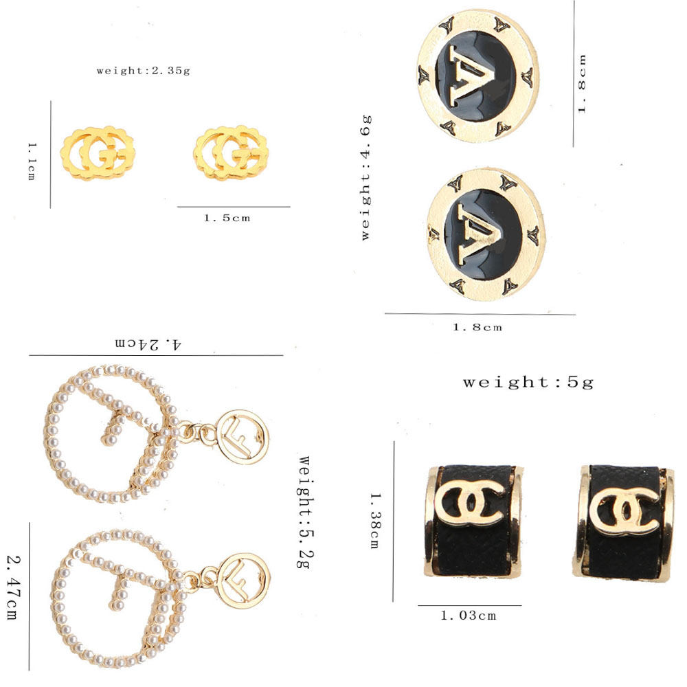 

Wholesale 20style 18K Gold Plated Letters Stud Luxury Brand Designers 925 Silver Earrings Geometric Famous Design Women Crystal Rhinestone Pearl Earring Jewerlry