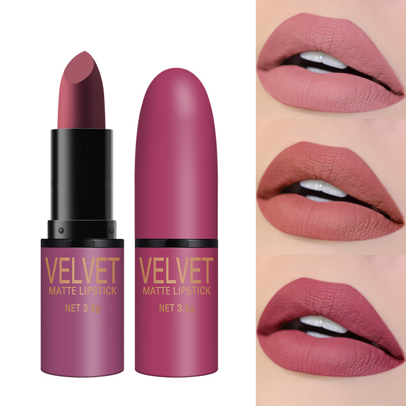 

6 Colors Matte Velvet Lipstick Waterproof Non-Stick Cup Moisturizer Long Lasting Lipgloss Nude Makeup Tool, Make up
