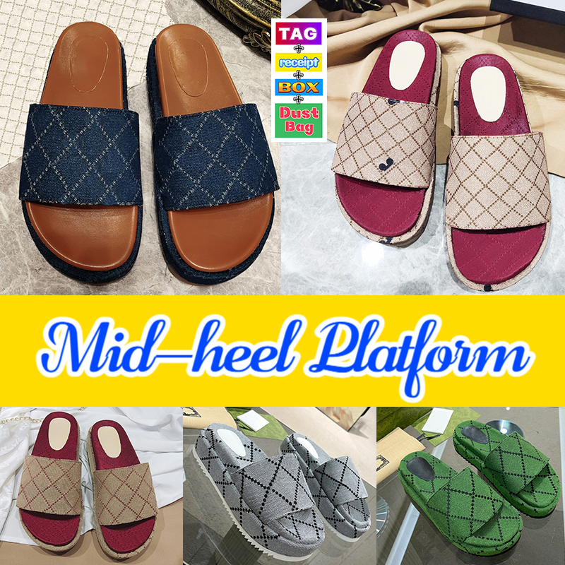 

Newest Mens Womens Mid-heel Platform Slippers Slides Designer Sandal Mens shoes Beach Indoor women Slide Summer Outdoor Sandals xAd Green Canvas Shoe Fashion Scuffs, No.5- dark green canvas