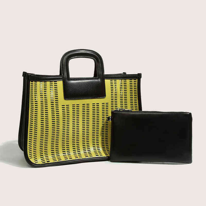 

Big Capacity Women Leather Tote Shopper Handbag Hollow Out Design Beach Top Handle Bag Casual Travel Crossbody Purse 220704