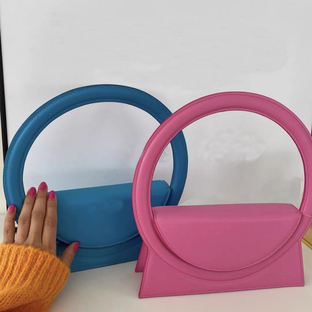 Handle Round Handbags Designer Bags Woman Fashion Shoulder Crossbody Purse Top Quality Luxury Gold Metal Letter Hardware Hasp Leather Tote Bag La