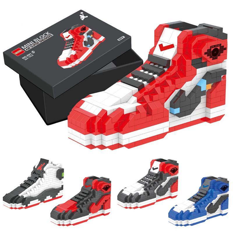502pcs Mini Sapatos de basquete Block Block A J Modelo tênis de brinquedos Buildbricks Conjunto Diy para crianças Presentes Blocos Toy