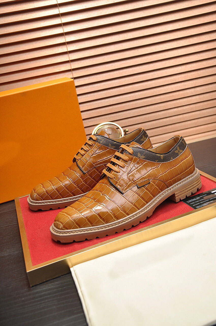

2022 New Men's Designer Dress Shoes Genuine Leather Lace Up Casual Loafers Men Fashion Brand Wedding Business Party Flats Size 38-45, Brown