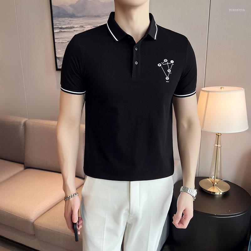 

Men's Polos Simple Printed Shirts For Men Summer Short Sleeve Slim Casual Social Fashion Streetwear Lapel Tee Tops Man ClothingMen's Men'sMe, Black