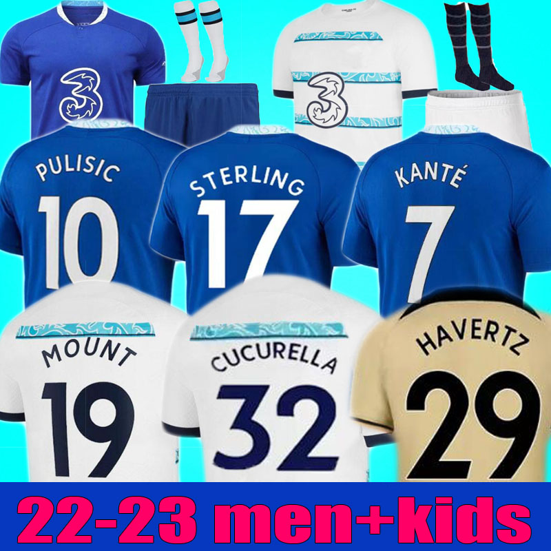 

STERLING CUCURELLA CFC soccer jersey 22 23 KOULIBALY ZIYECH PULISIC MOUNT KANTE HAVERTZ WERNER CHILWELL JAMES 2022 2023 football shirt men kids kits sets uniforms, Men home+ patch