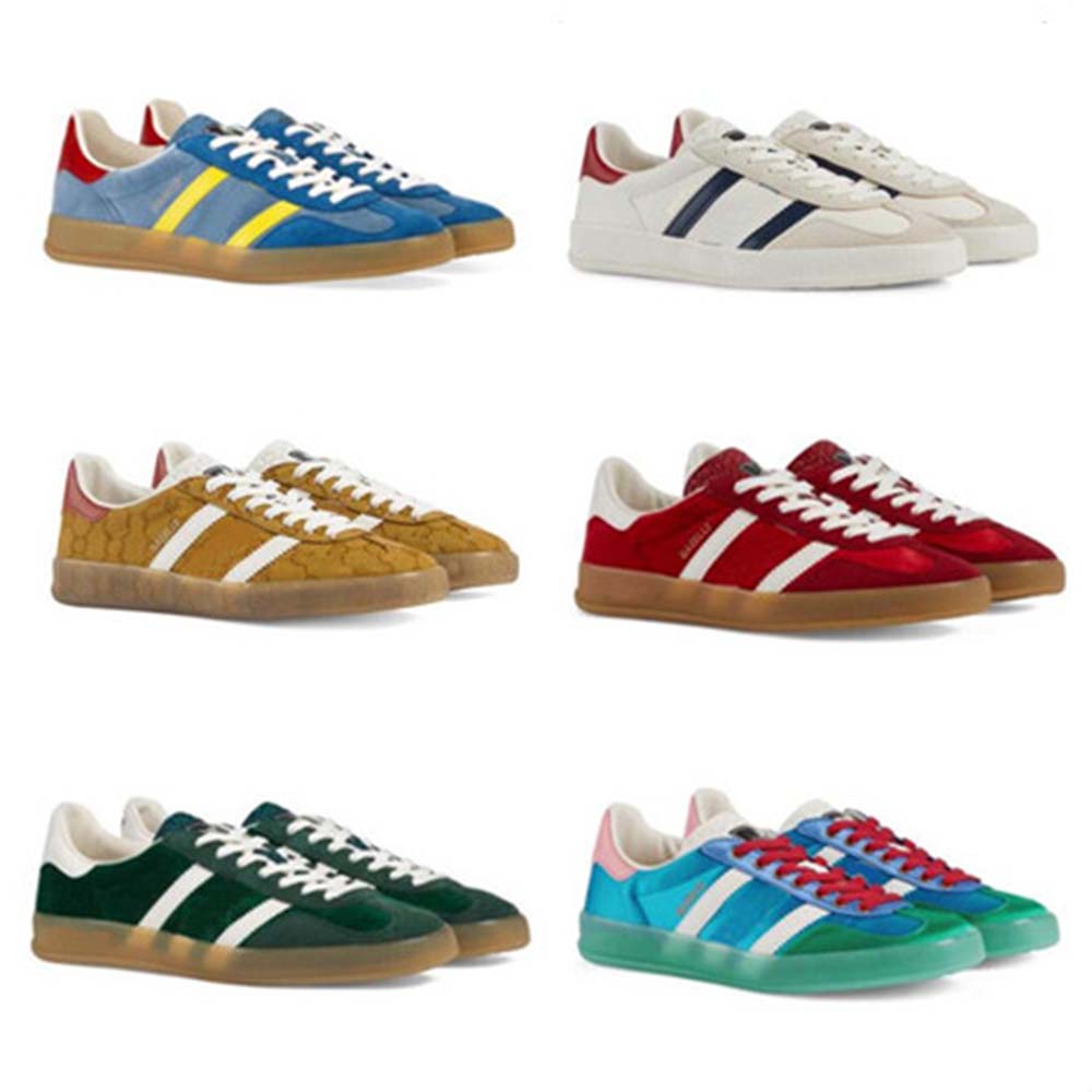 

Italy Gazelle sneakers Mens women Bee Casual Shoes Suede material Women White Flat Leather Shoe Green Red Stripe Embroidered Couples restro training sneaker