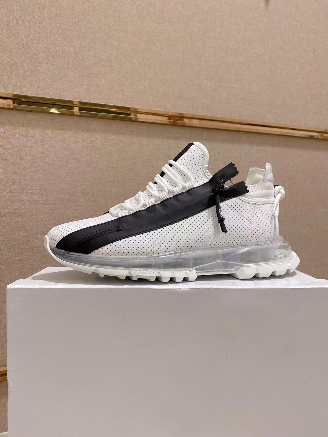 

Perforation Design Spectre Low-top Sneakers Shoes Runner Black White Leather With Zipper Summer Casual Walking Outdoor Sports Comfort Footwear